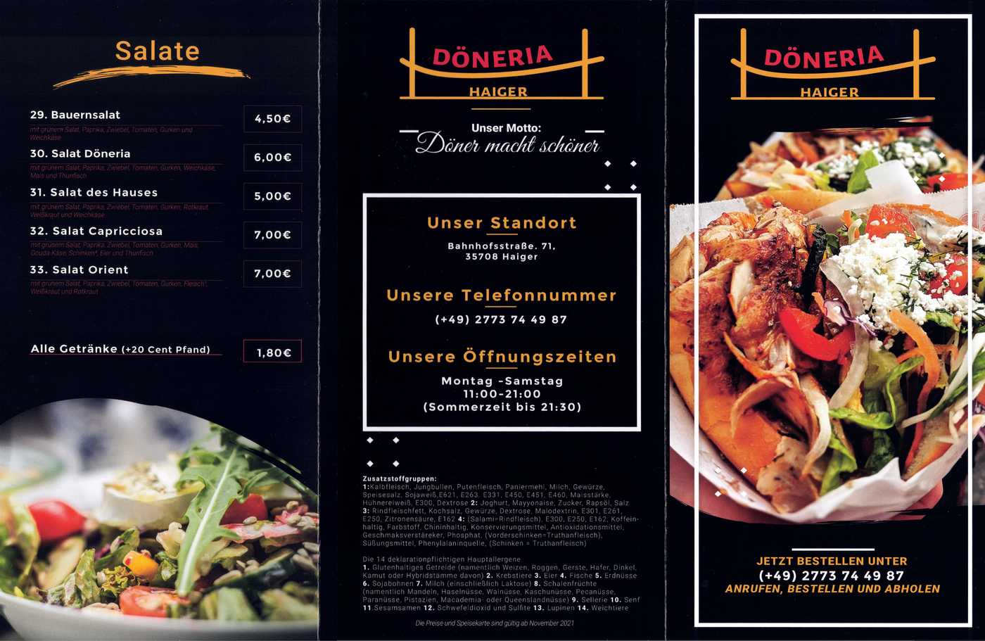 Döneria Speisekarte Seite 1
